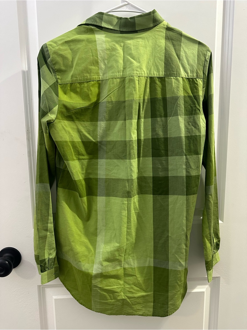 Burberry Brit Green Plaid Popover Blouse Cotton Womens XS - Picture 4 of 5